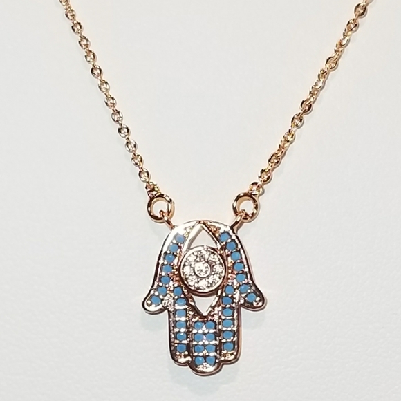Dainty Pave CZ Hamsa Necklace - Picture 4 of 7